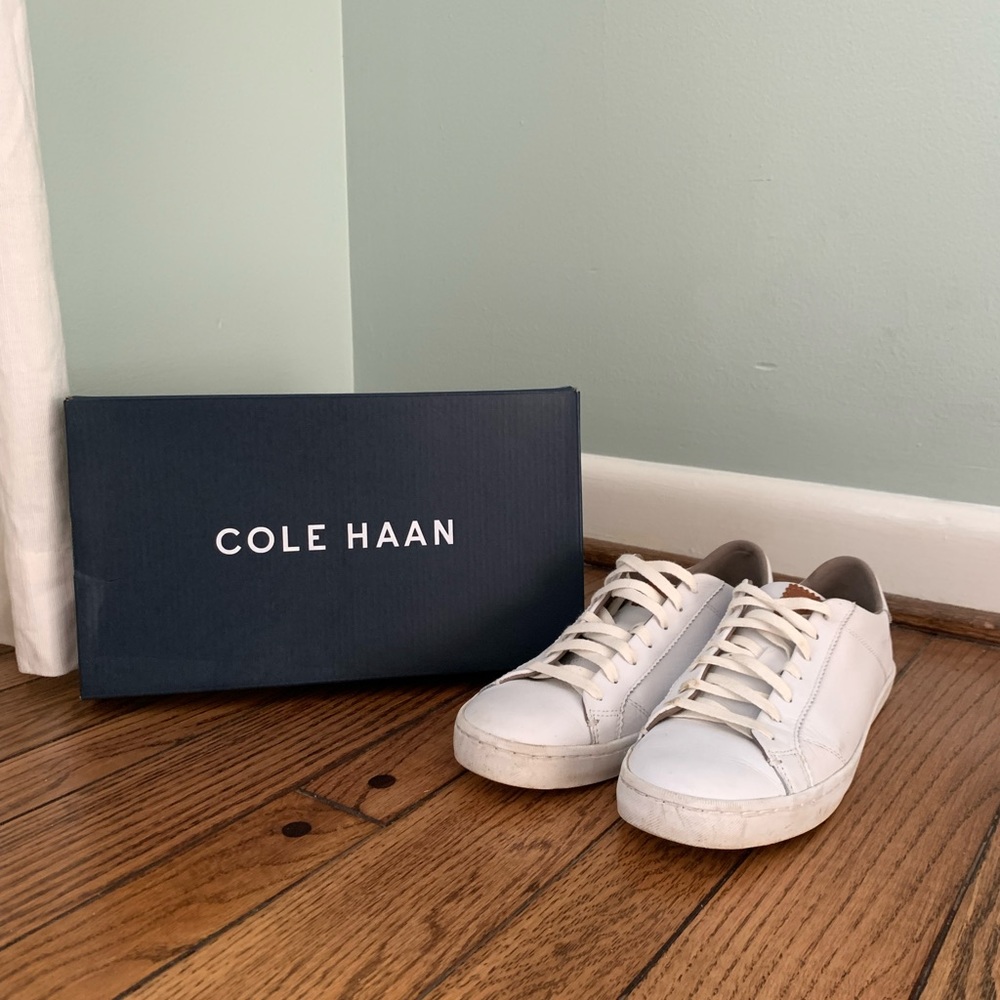 COLE HAAN | Margo Lace Up | Optic White | size 8 | White Leather Tennis Shoe